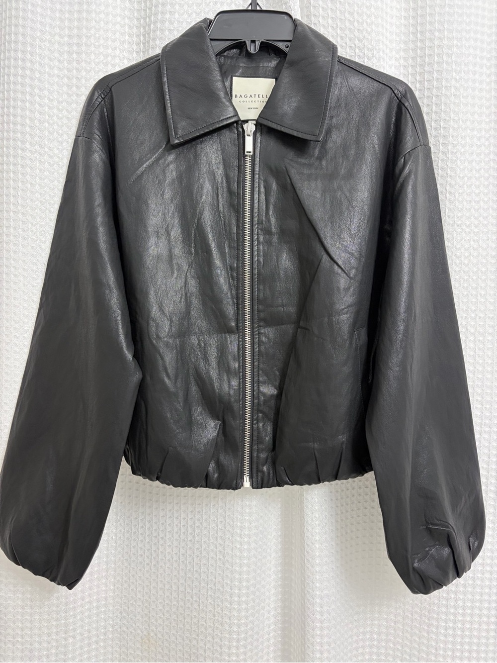 bagatelle Black faux-ever Leather Zip-Up Bomber Jacket/ Size Medium